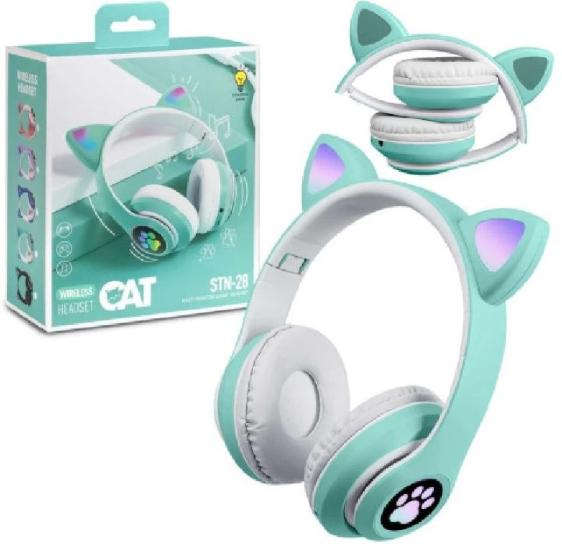 CAT STN-28 Over Ear Music Headset Glowing Ear Headphones Foldable Wireless BT5.0 Earphone