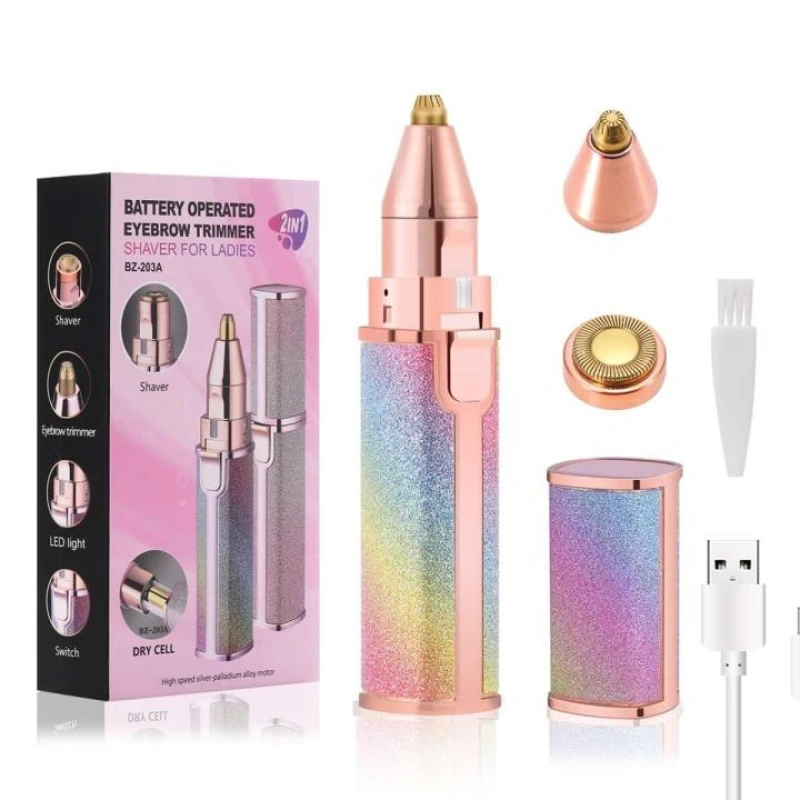 Eyebrow Trimmer For Women, 2 In 1 Rechargeable Facial Hair Remover